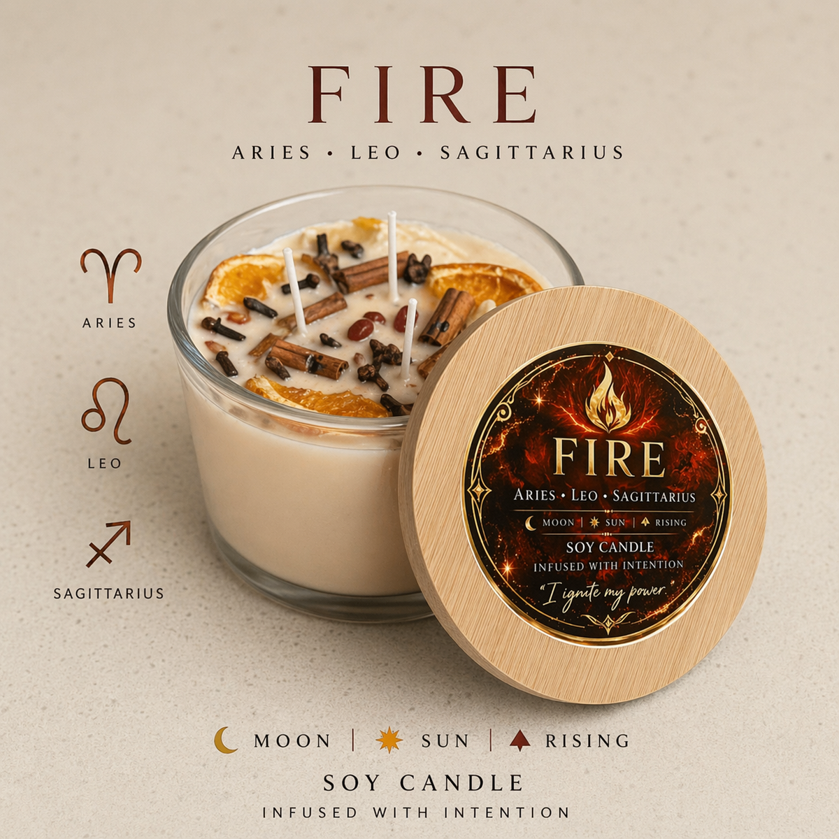 Deusa Elemental Candle - Fire (8oz)