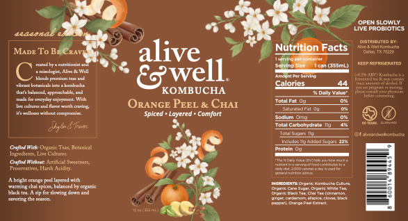 Orange Peel & Chai Seasonal - Alive & Well Kombucha