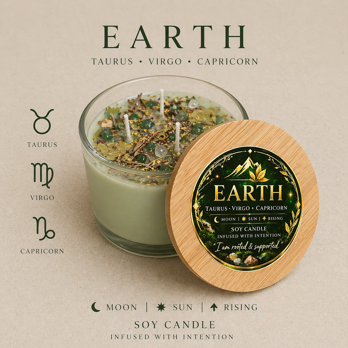 Deusa Elemental Candle - Earth (8oz)