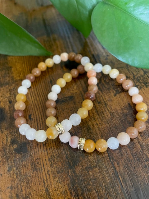 Bracelet - Yellow Jade + Pink Aventurine + Purple Aventurine
